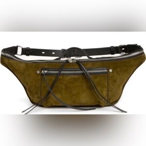 Rag and Bone Elliot Olive Suede & Black Leather Crossbody Sling Belt Bag